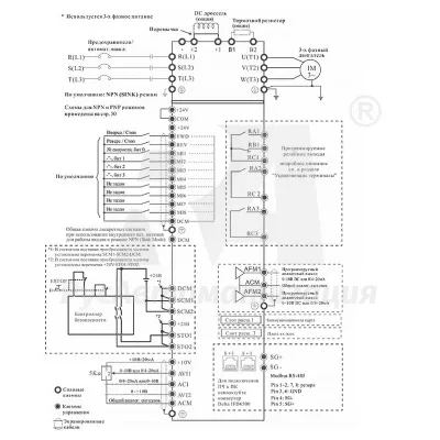 Схема подключения ПЧ VFD007CP43A-21  фото
