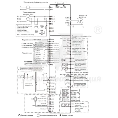 Схема подключения ПЧ VFD1320C43A-00 фото