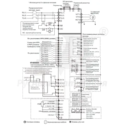 Схема подключения ПЧ VFD150C43E(U) фото